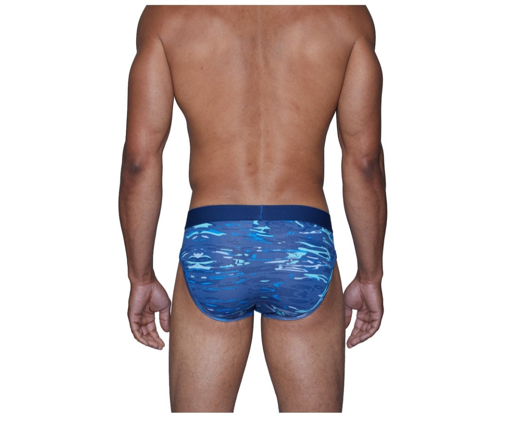 Wood Hip Brief in Blue Liquid