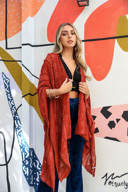 Embroidered Zig Zag Soft Kimono (more color options)